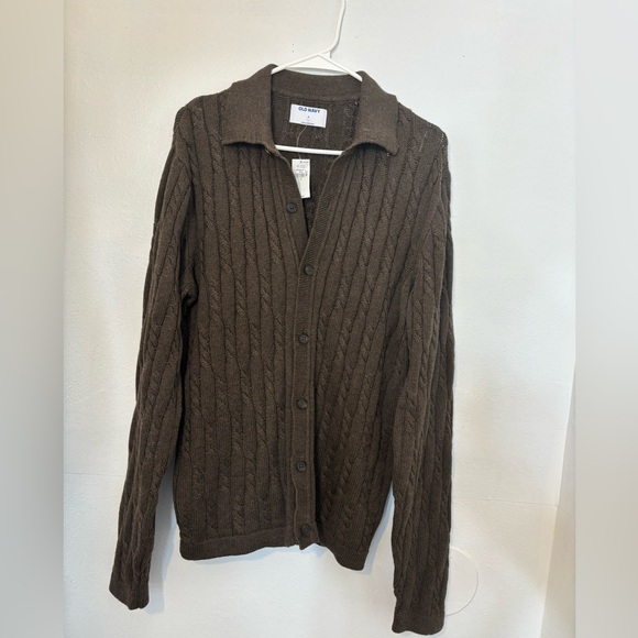 Old Navy Men's Dark Brown Cardigan Sweater - Picture 2 of 7
